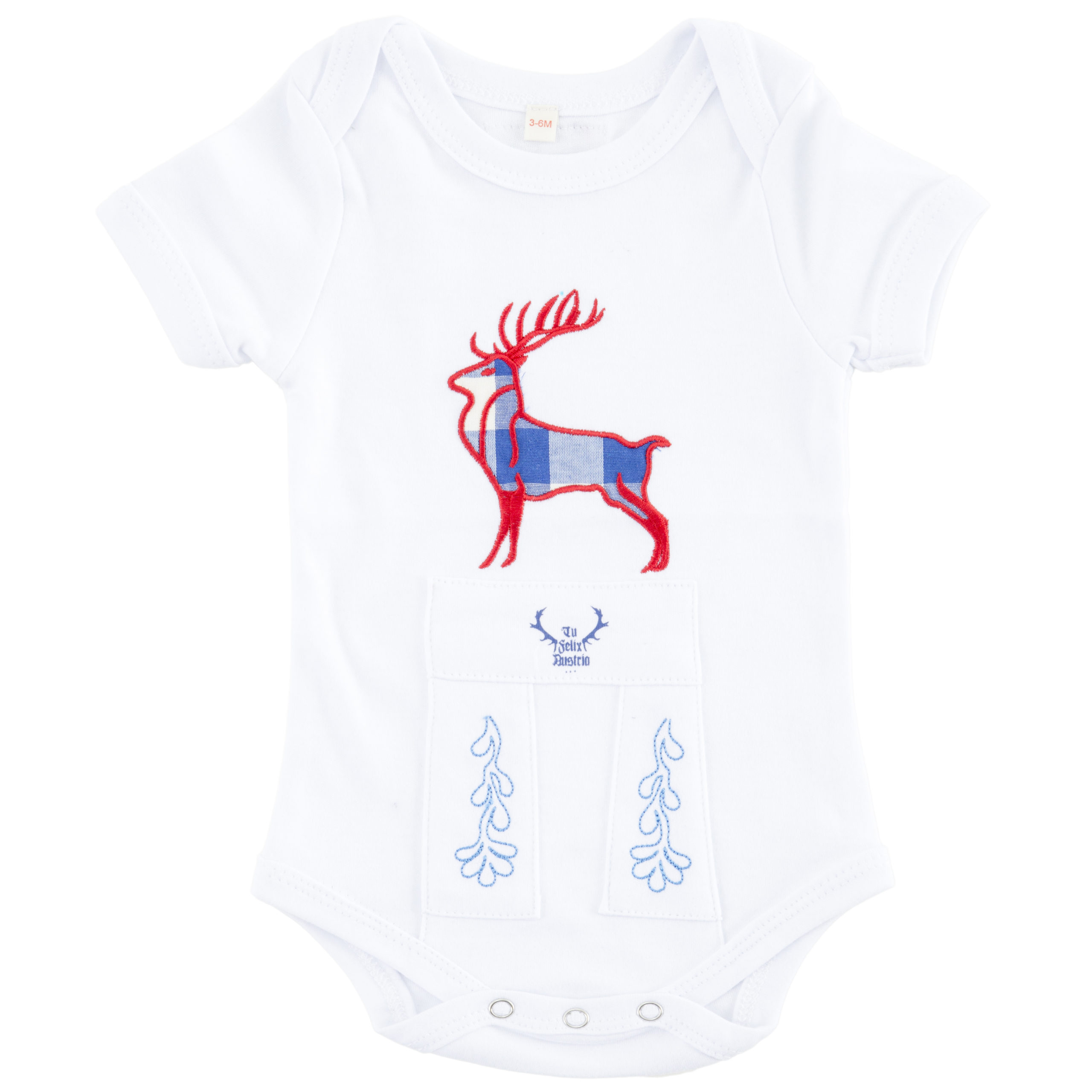 Babybody Karo "Hirsch" - weiß