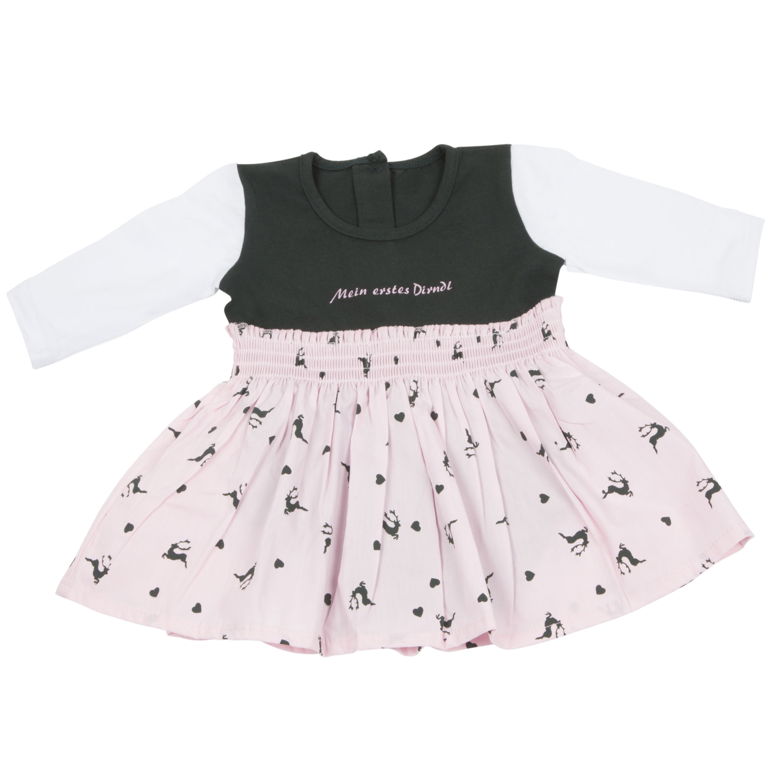 Das Babykleid "Cilli" - rosa/grün, langarm